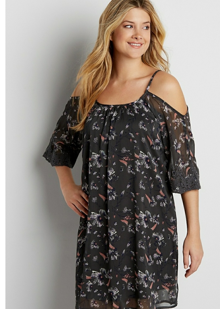 Maurices Chiffon Cold Shoulder Dress